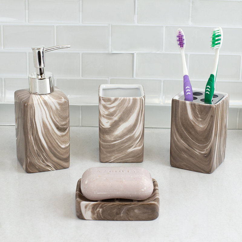 Wrought Studio Mariani Ceramic 4 Piece Bathroom Accessory Set & Reviews